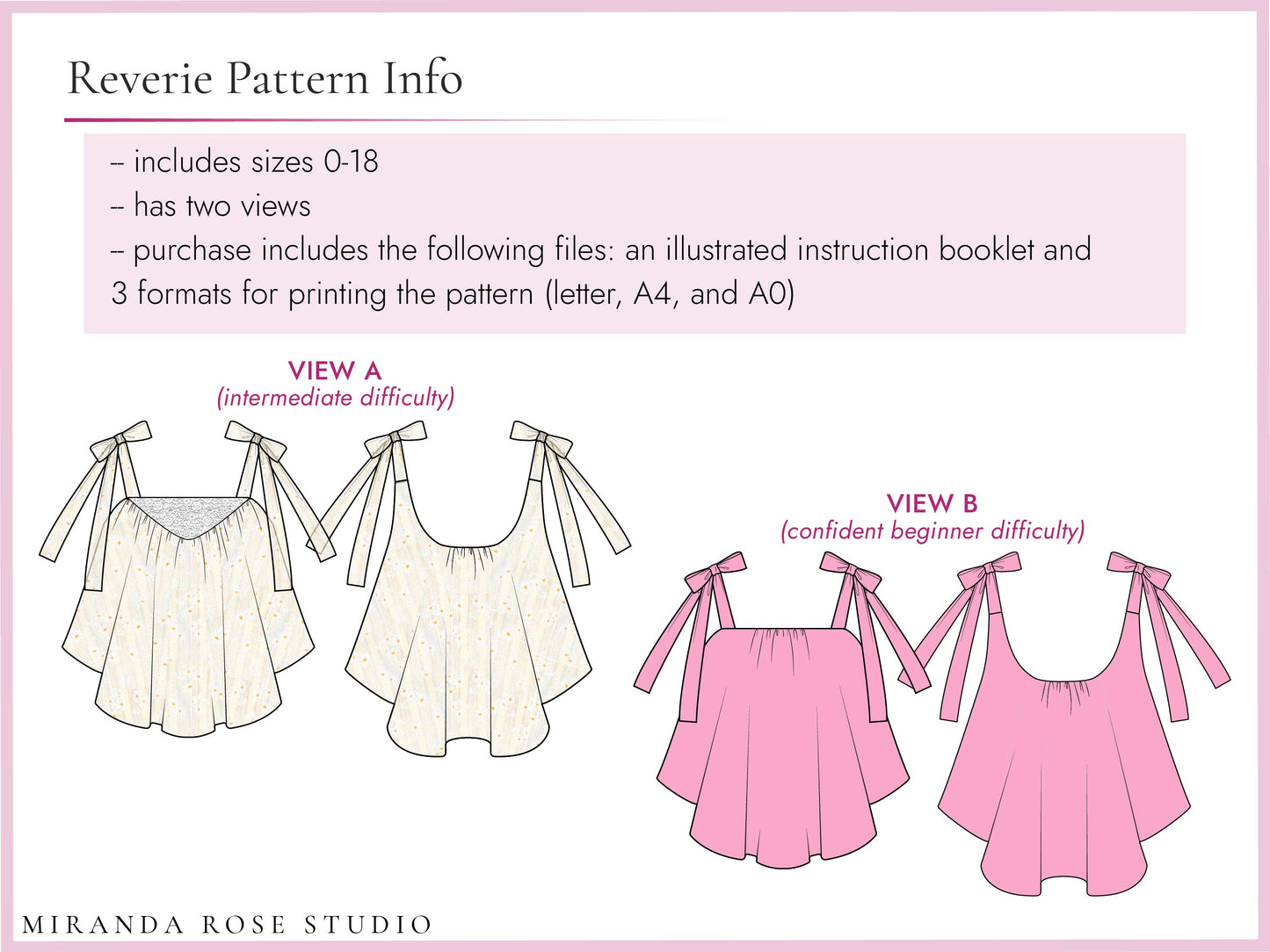Reverie Bow Tie Strap Tank Top Sewing Pattern