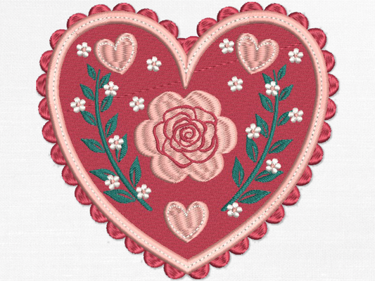 Vintage Heart Machine Embroidery Design | 2 Variants | 6 Sizes