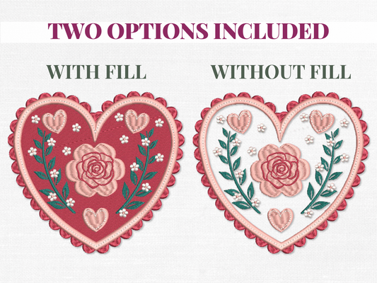 Vintage Heart Machine Embroidery Design | 2 Variants | 6 Sizes