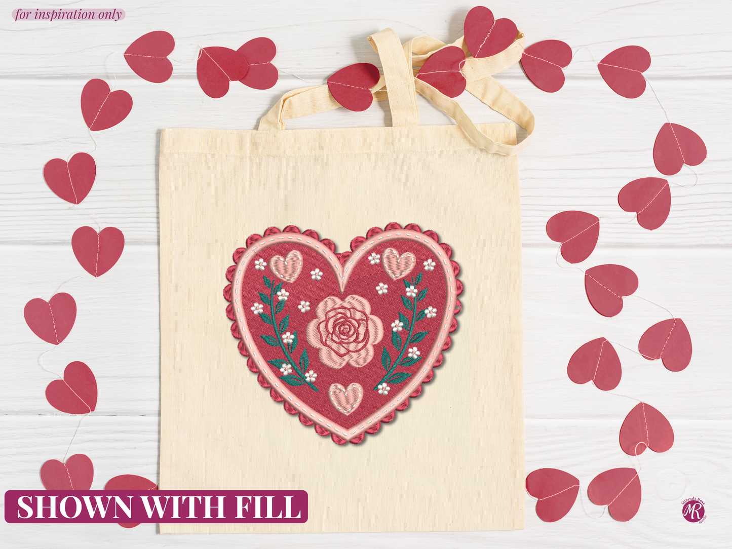 Vintage Heart Machine Embroidery Design | 2 Variants | 6 Sizes