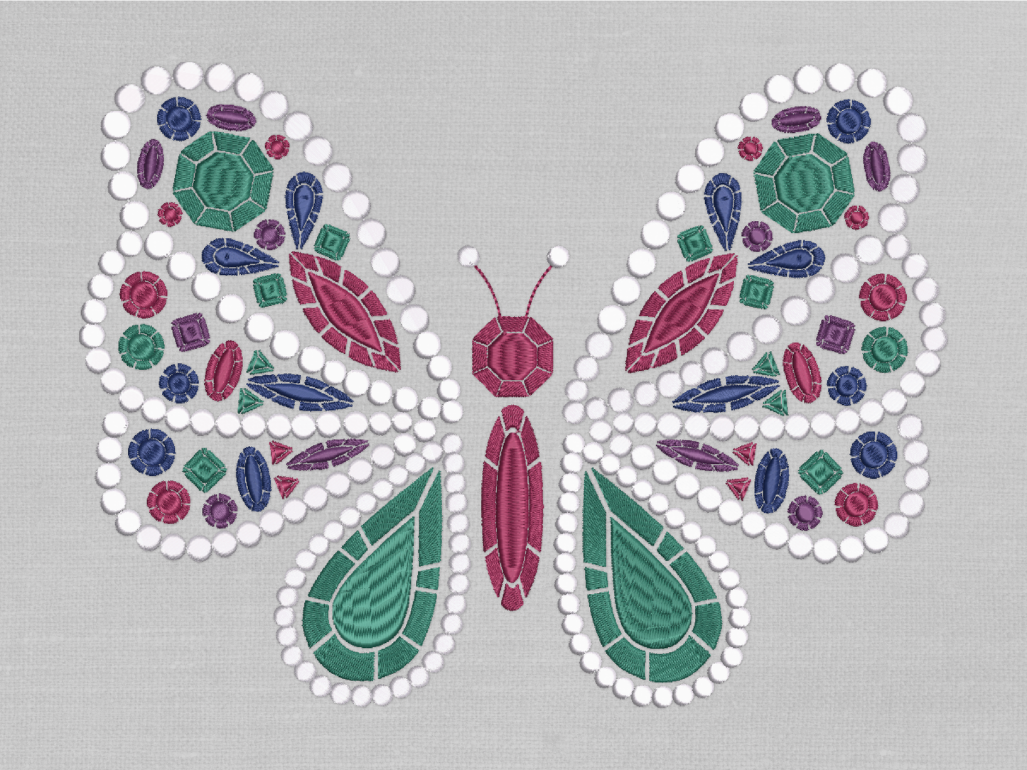 Gemstone Butterfly Machine Embroidery File | 6 Sizes | Instant Download