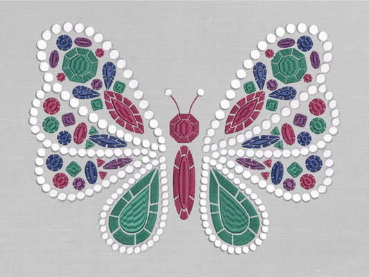 Gemstone Butterfly Machine Embroidery File | 6 Sizes | Instant Download