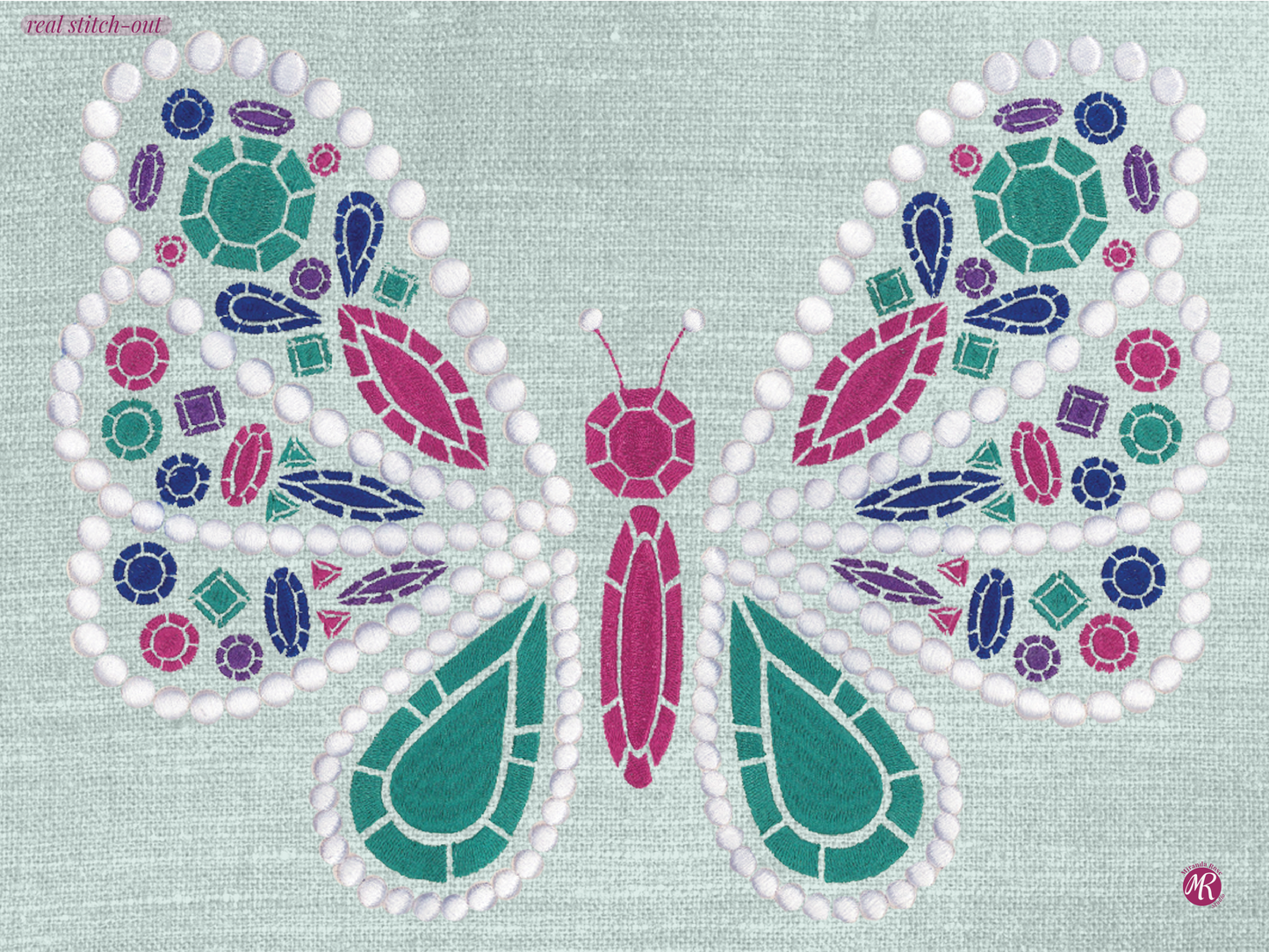 Gemstone Butterfly Machine Embroidery File | 6 Sizes | Instant Download